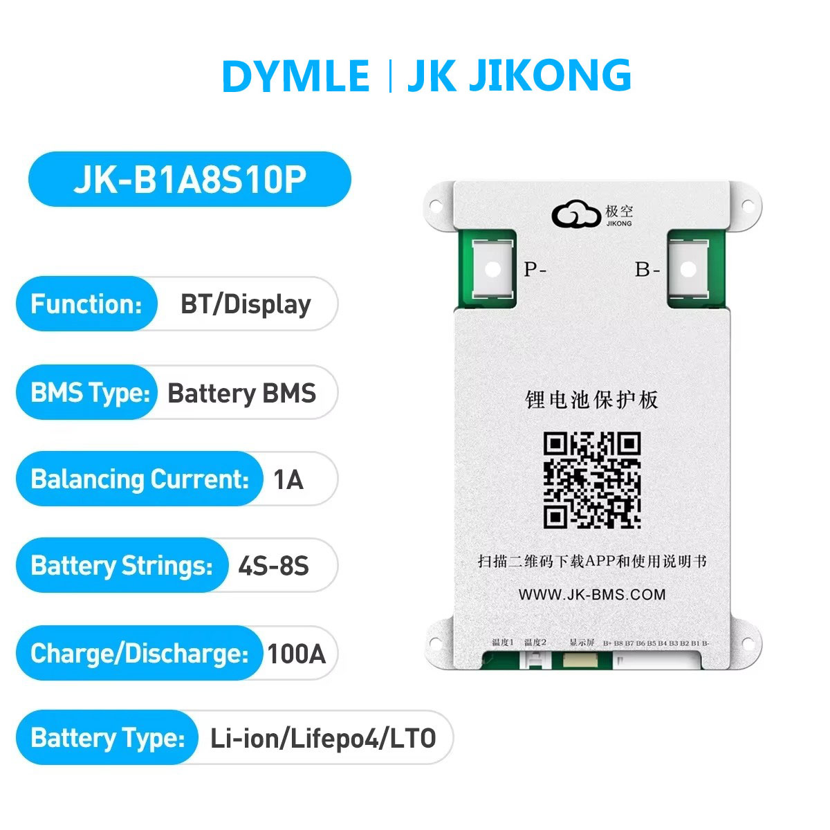 Lithium Battery 12V - JK JIKONG B1A8S10P BMS Activo Inteligente