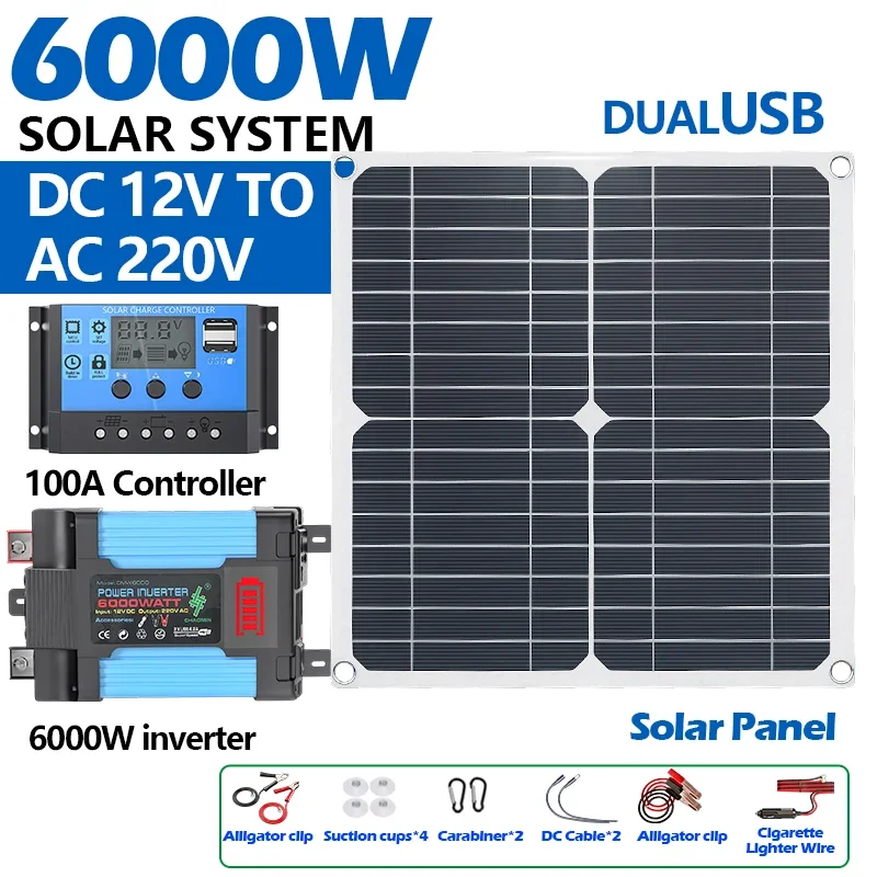 Kit solar de 6000W equipado co - Solar Panel 200W reseña y precio
